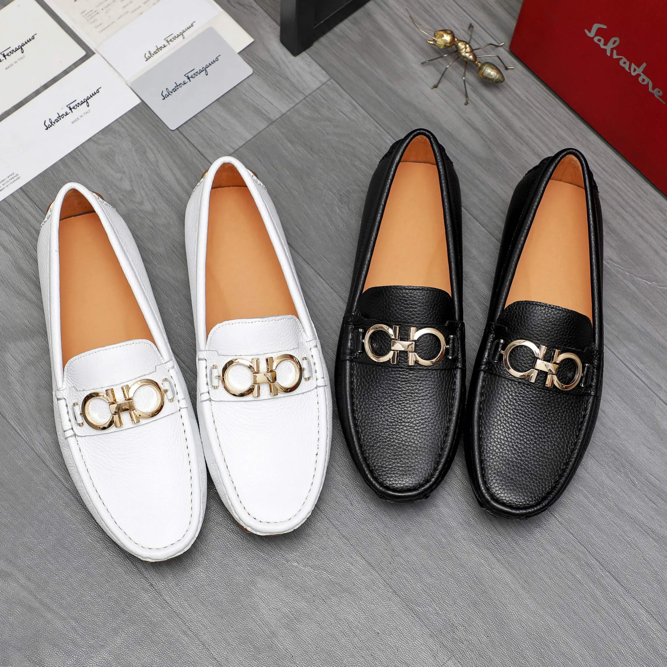Men's shoes 💰380 Product trademark: Ferragamo "Ferragamo" casual slip-on shoes Regular size: 38-45 (45. Customized, non-returnable) Product materials: Selected pebbled cowhide upper, pigskin lining, rubber outsole